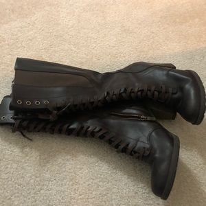 COPY - Timberland heeled brown leather rainboots w/ laces